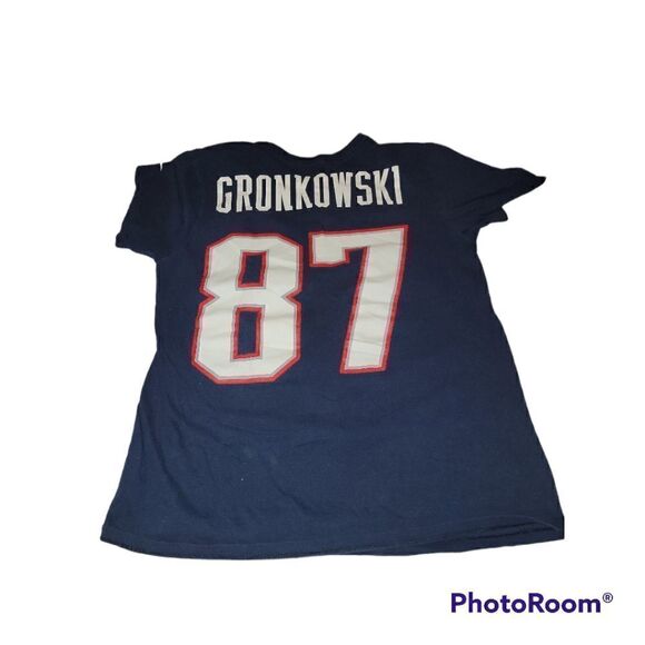 The Nike Tee New England Patriots #87 Gronkowski Men's L Blue Athletic Cut - Picture 2 of 3